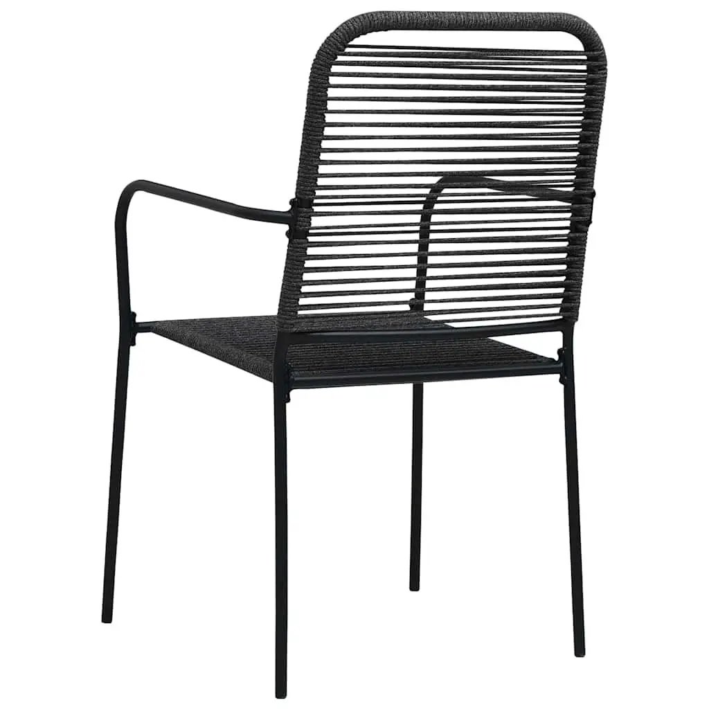 Outdoor Garden Chairs Set 4 Piece Black Cotton Rope Steel Frame Seating