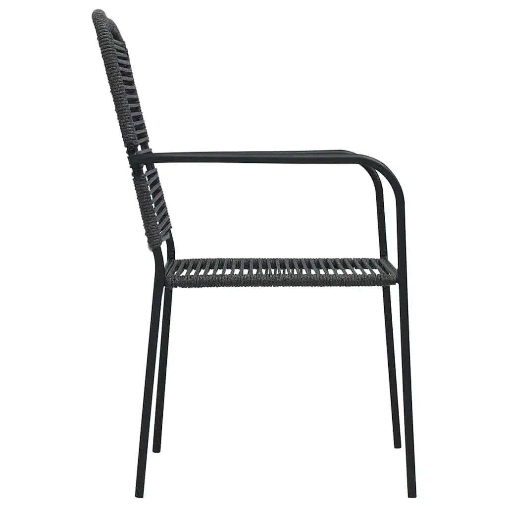 Outdoor Garden Chairs Set 4 Piece Black Cotton Rope Steel Frame Seating