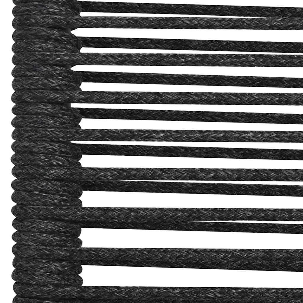 Outdoor Garden Chairs Set 4 Piece Black Cotton Rope Steel Frame Seating