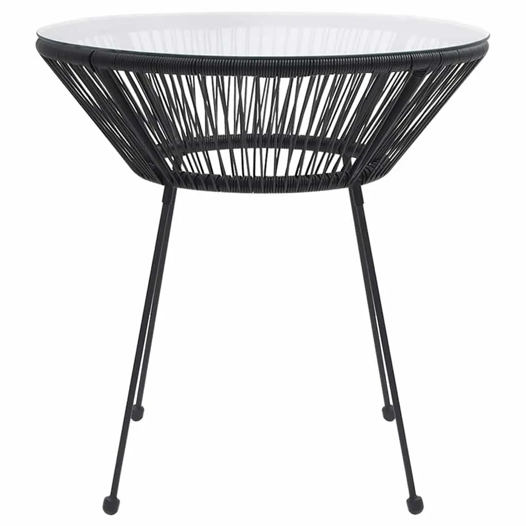 Round Black Rattan Garden Dining Table