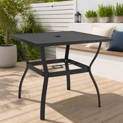 81.5cm Anthracite Steel Patio Dining Table with Parasol Hole