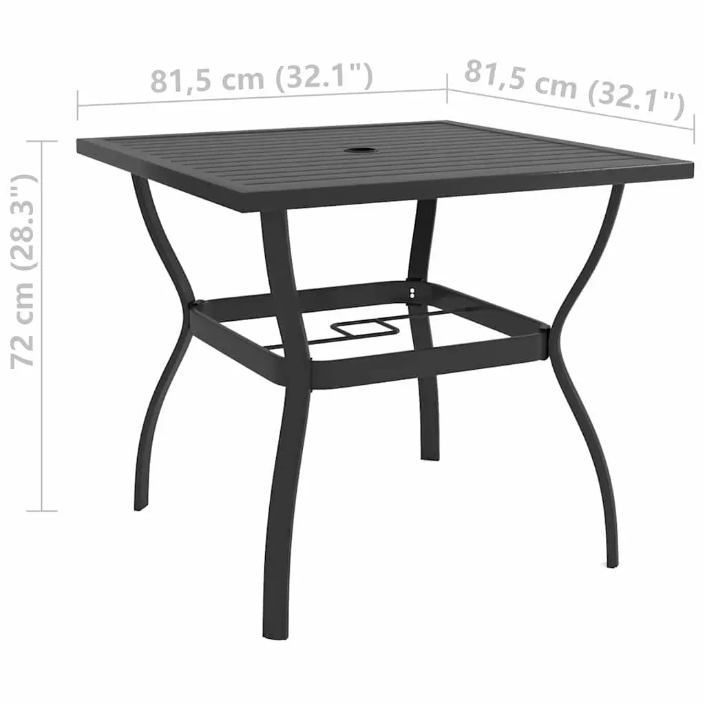 Garden Table Outdoor Furniture Slatted Steel Patio 81.5cm