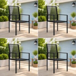 Detailed Specs of Black Rattan Garden Chairs - Set of 4