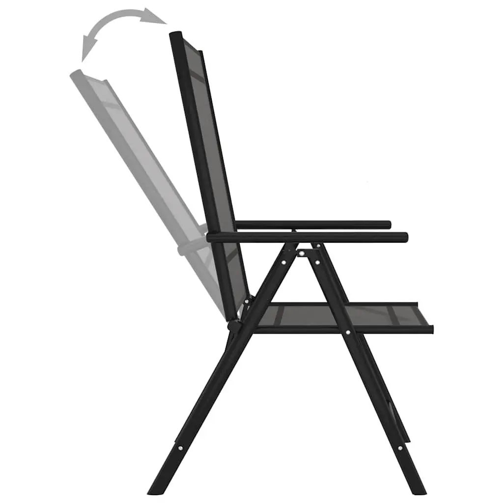 Folding Garden Chairs 6 pcs Black Outdoor Seating Reclinable Textilene Backrest