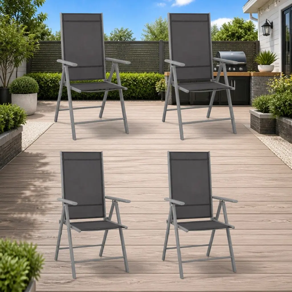 Folding Garden Chairs 4 pcs with Adjustable Backrests and Durable Frame
