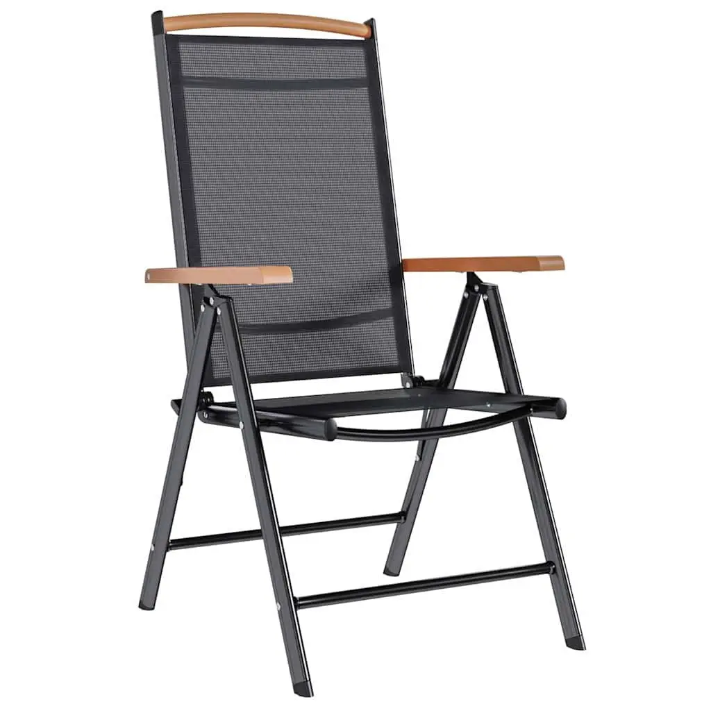 Folding Garden Chairs Set for Outdoor Use 6 Piece Black Textilene