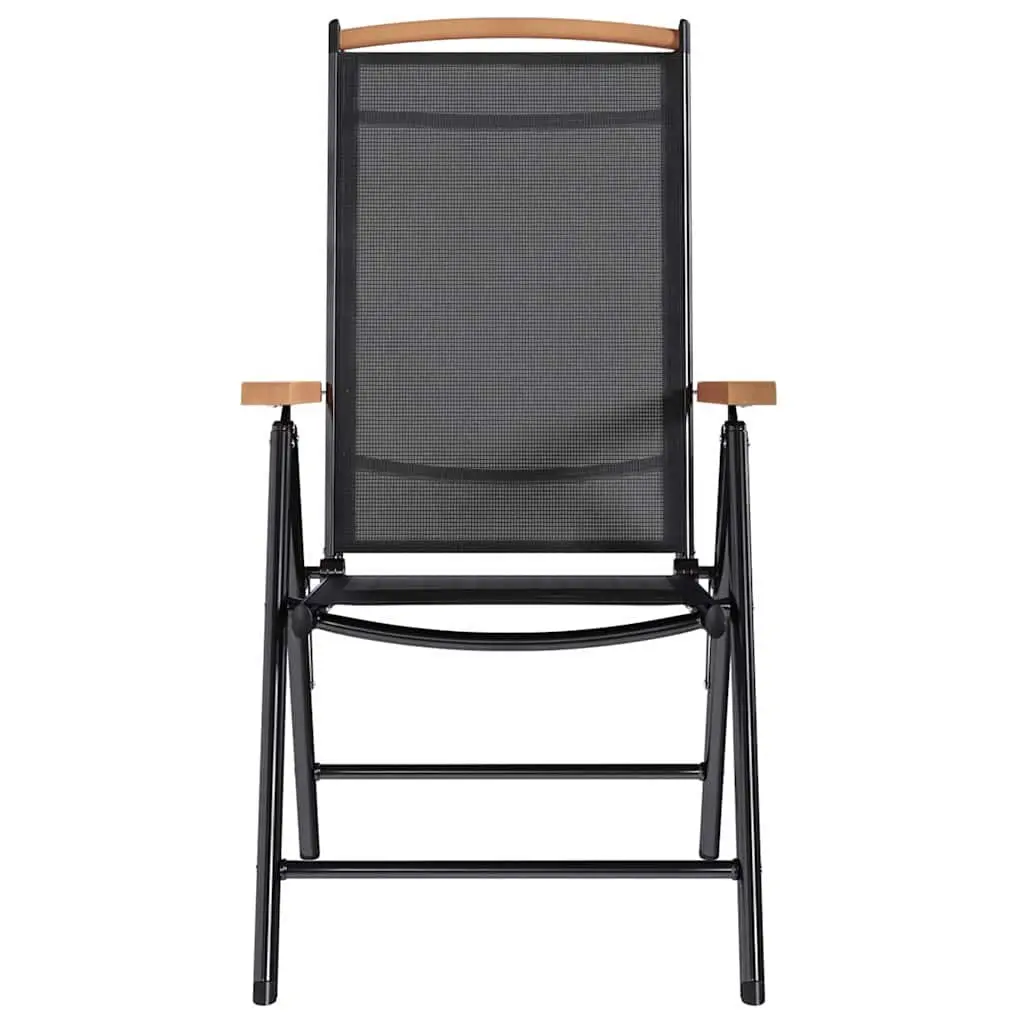Folding Garden Chairs Set for Outdoor Use 6 Piece Black Textilene