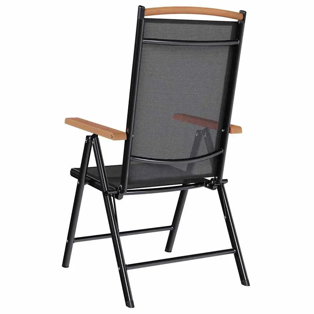 Folding Garden Chairs Set for Outdoor Use 6 Piece Black Textilene
