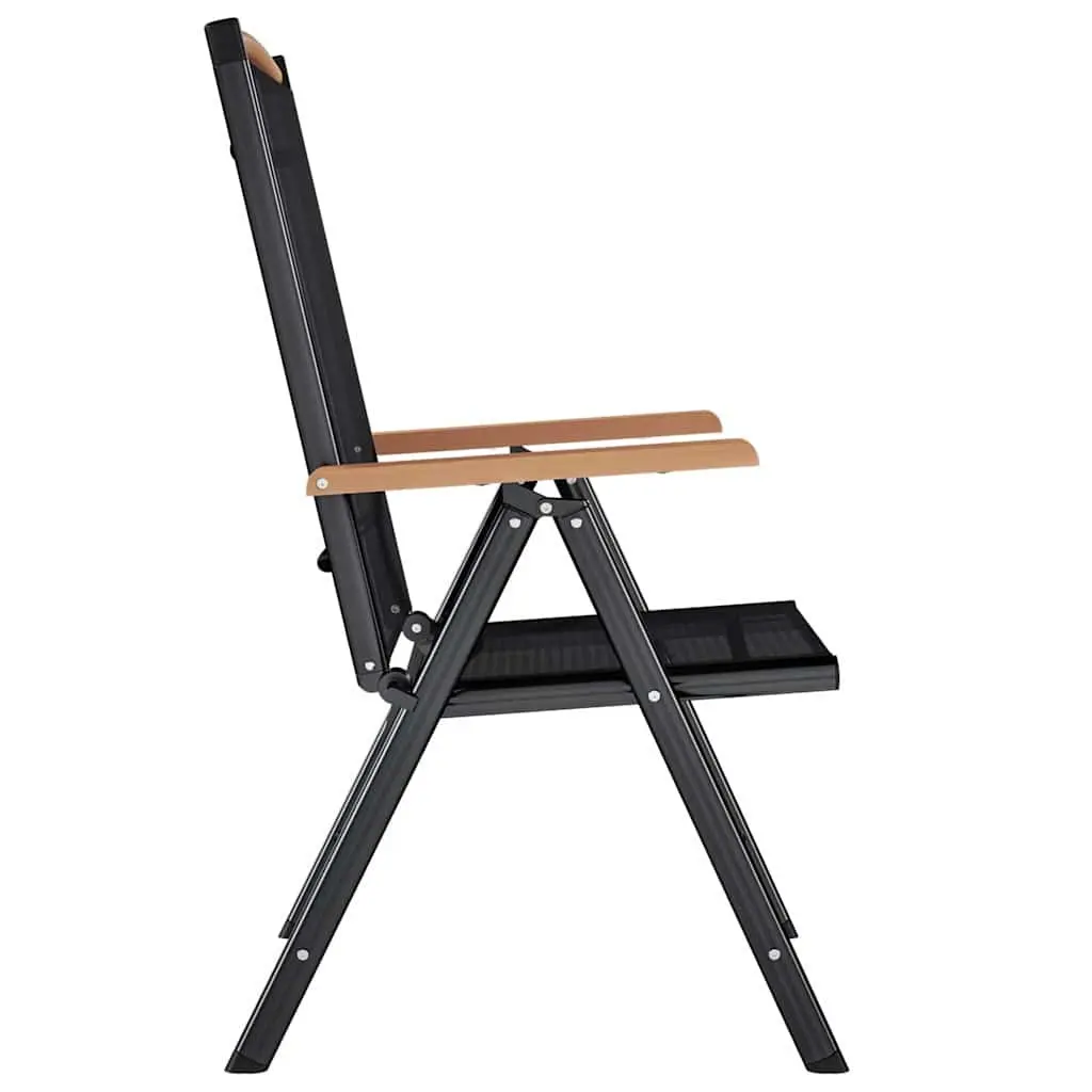 Folding Garden Chairs Set for Outdoor Use 6 Piece Black Textilene