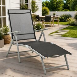 Folding Sun Lounger with Adjustable Backrest and Textilene