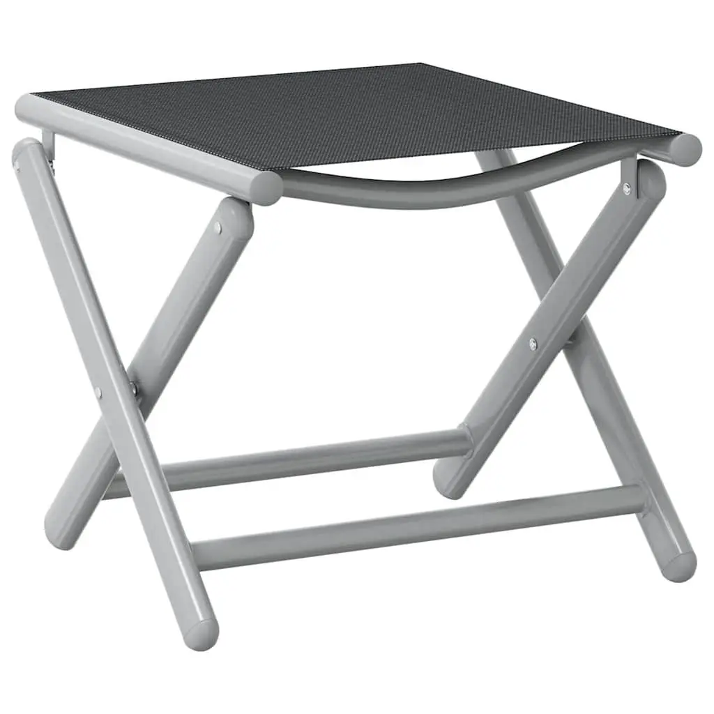 Folding Footrest Outdoor Garden Patio Black Aluminium Textilene