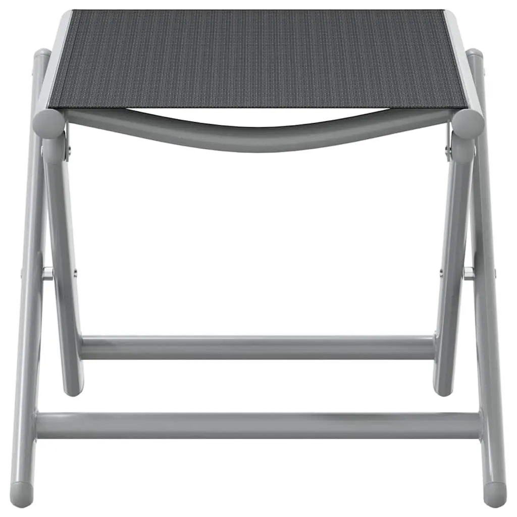 Folding Footrest Outdoor Garden Patio Black Aluminium Textilene