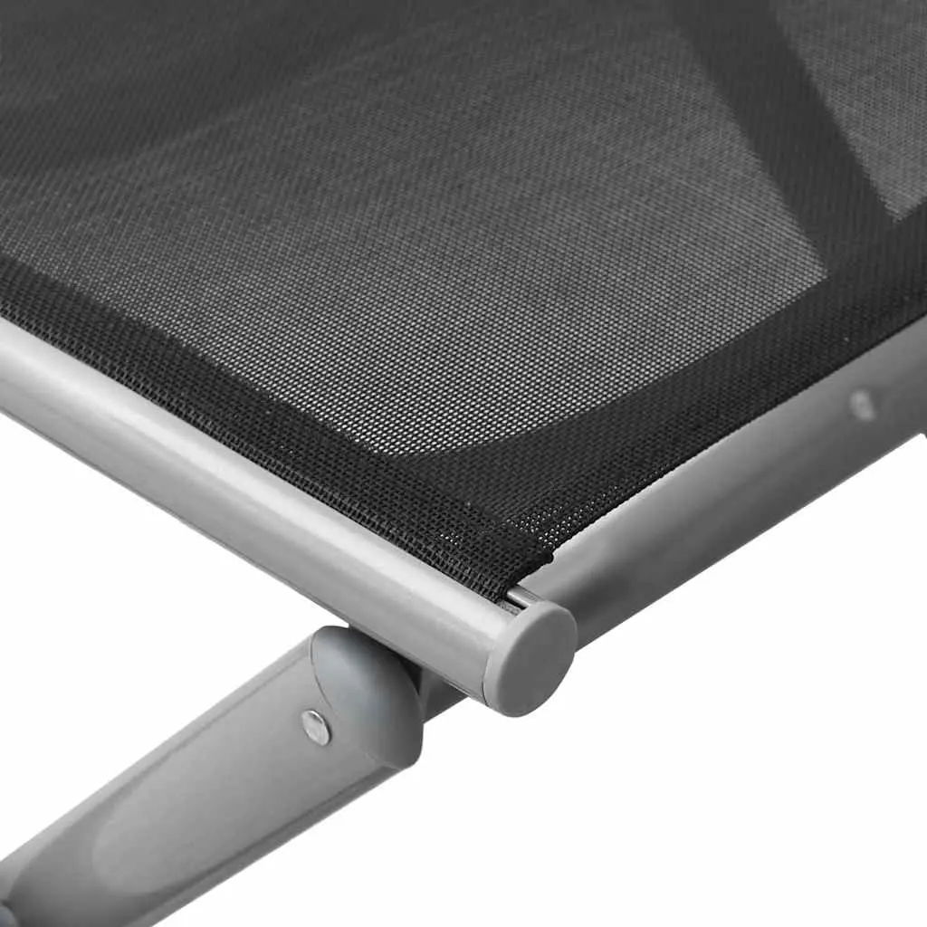 Folding Footrest Outdoor Garden Patio Black Aluminium Textilene