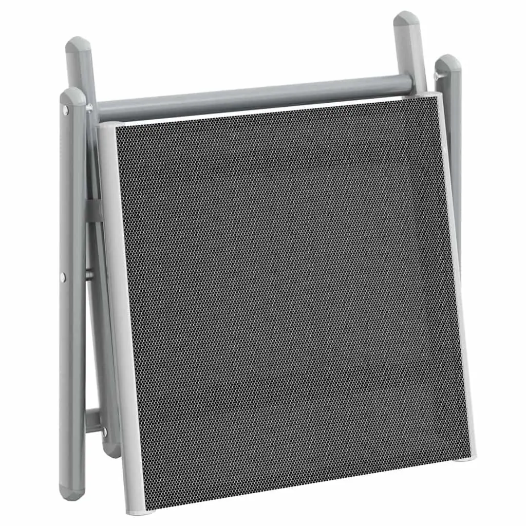 Folding Footrest Outdoor Garden Patio Black Aluminium Textilene