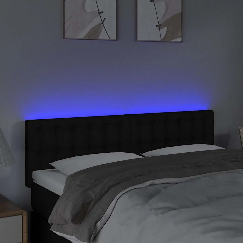 LED Headboard 144 cm Black Fabric Adjustable Height Bedroom Wall Mount