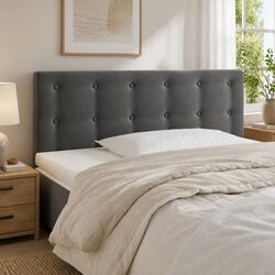 LED Headboard Specifications: 100cm Dark Grey Velvet Support