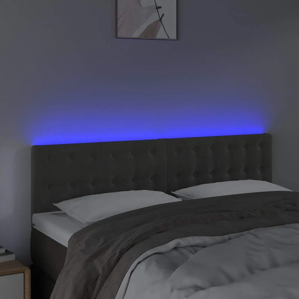 LED Headboard Dark Grey 144cm Velvet Bedroom Furniture