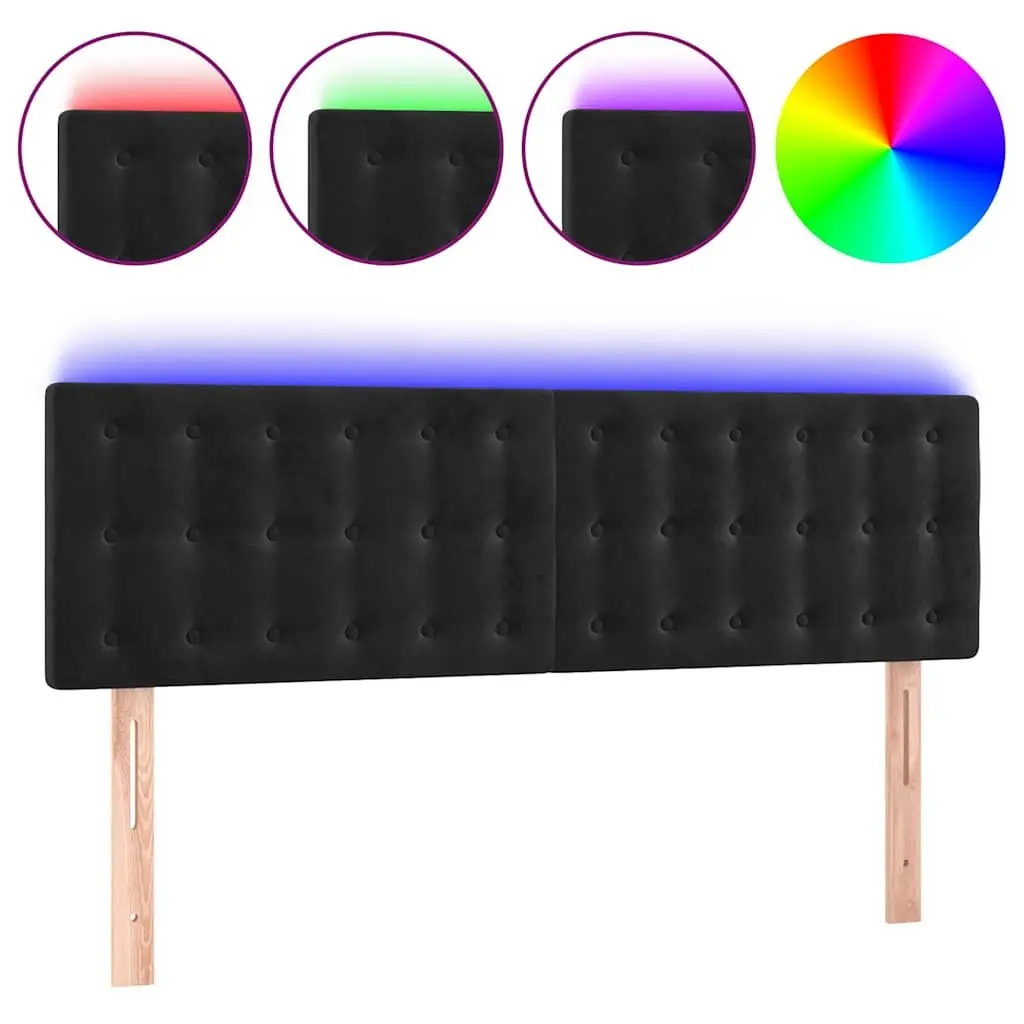 LED Headboard Black Velvet Bedroom Furniture Adjustable Size