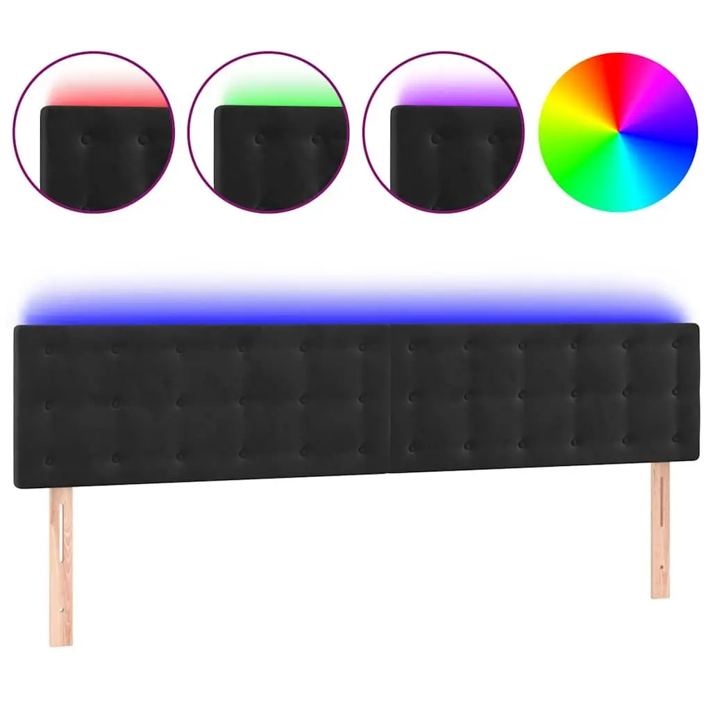 LED Headboard Bedroom 160 cm Black Velvet Backrest Support