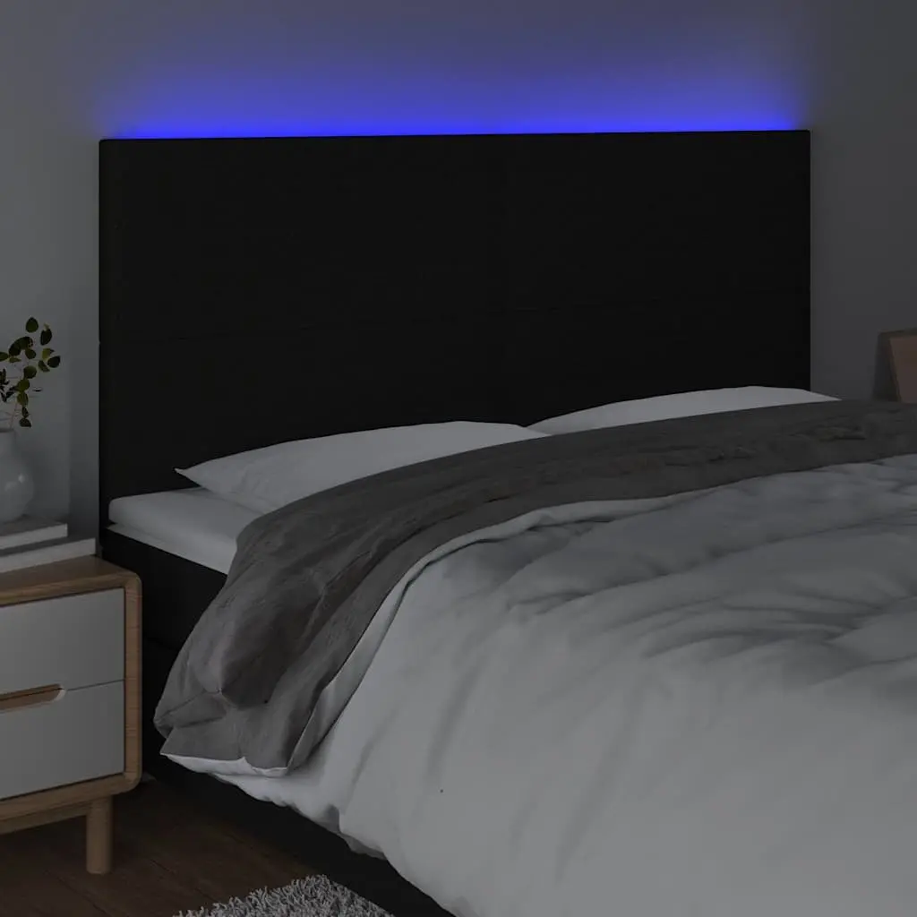 LED Headboard 160cm Black Fabric Bed Head with Adjustable Height Colourful