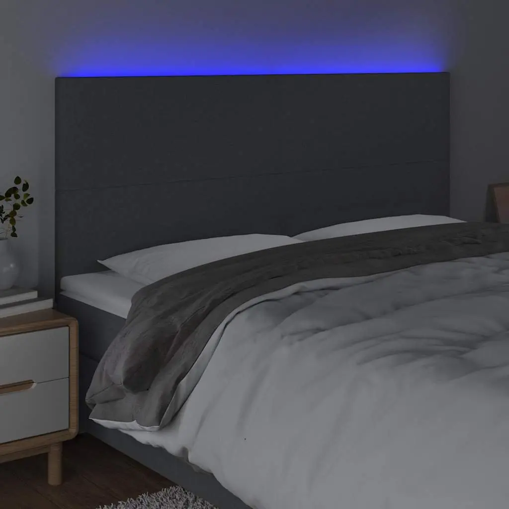 LED Headboard for Bedroom 200 cm Grey Fabric with Adjustable Height and Colourful Lights