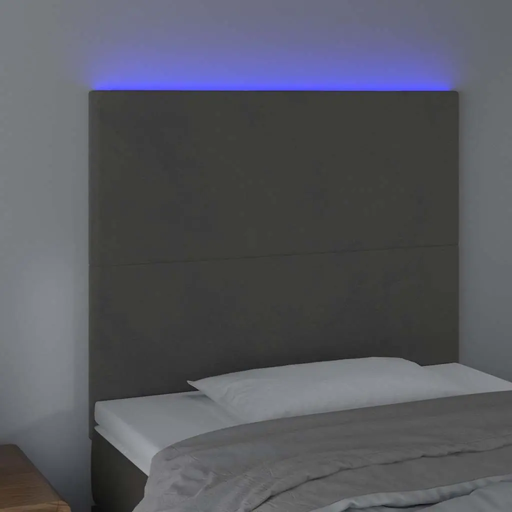 LED Headboard for Bedroom 80 cm Grey Velvet