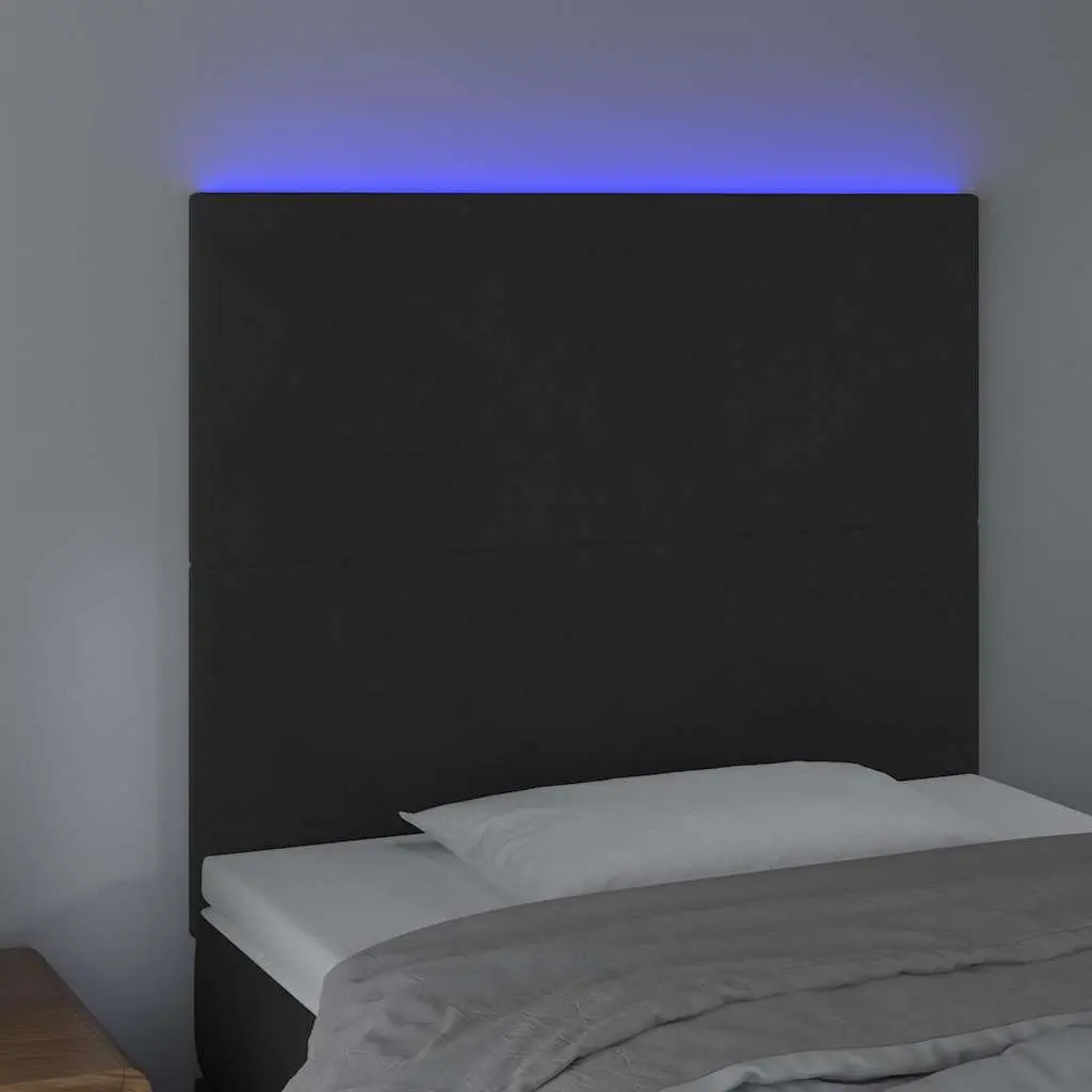 LED Headboard Bedroom Black 100 cm Velvet Adjustable Height