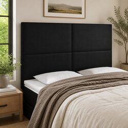 LED Headboard 144cm Black Faux Leather Bed Frame Modern Bedroom Back Support