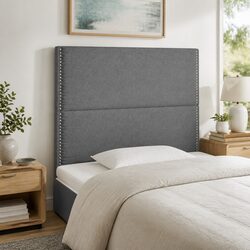 LED Headboard 80cm Dark Grey Fabric Bed with Adjustable Height Colourful Lights