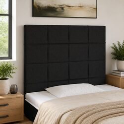 LED Headboard 80cm Black Fabric Adjustable Height Modern Bedroom Bed Back