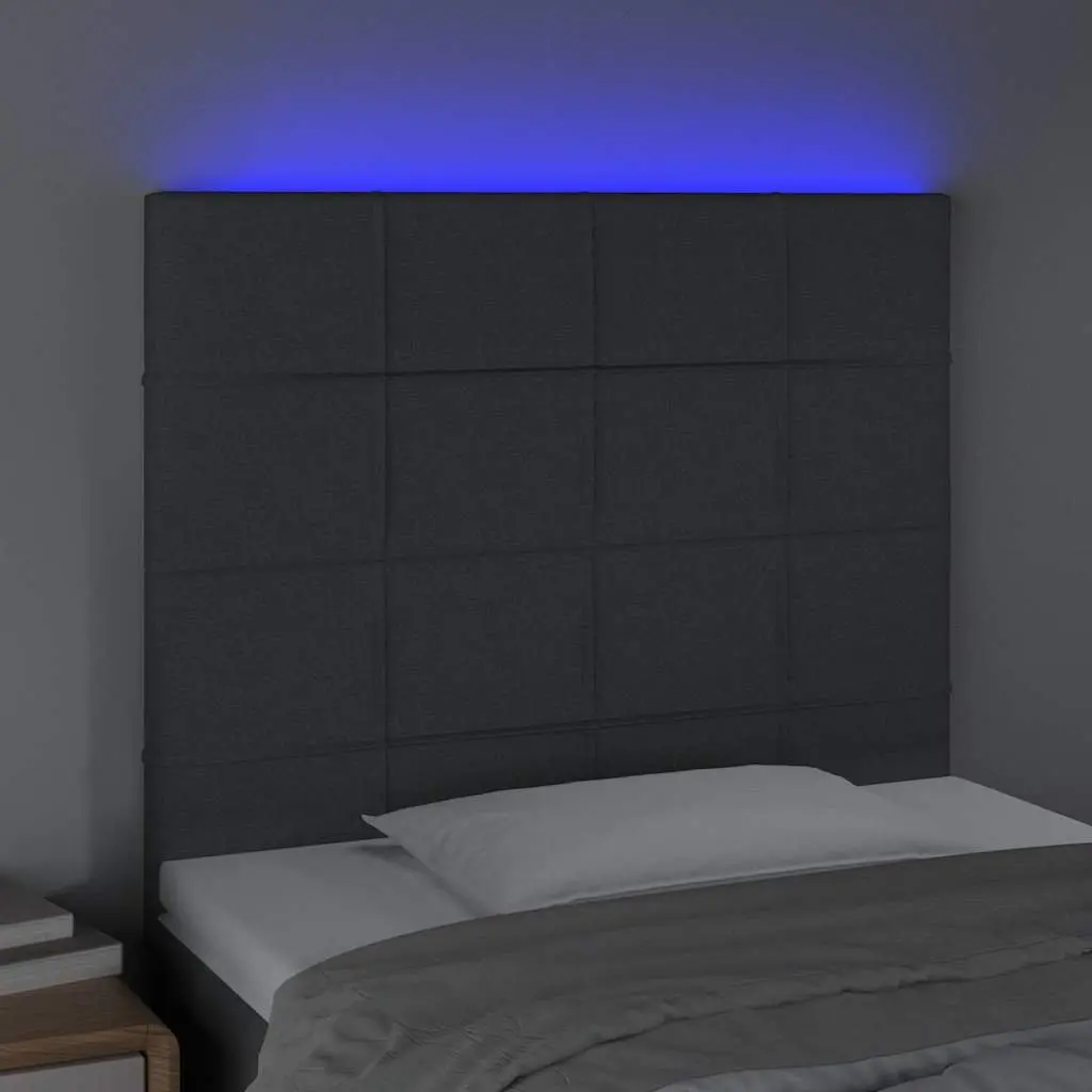 LED Headboard Dark Grey 100cm Fabric Bedroom Wall Mount Modern Design