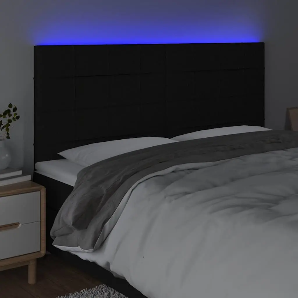 LED Headboard 160cm Black Fabric