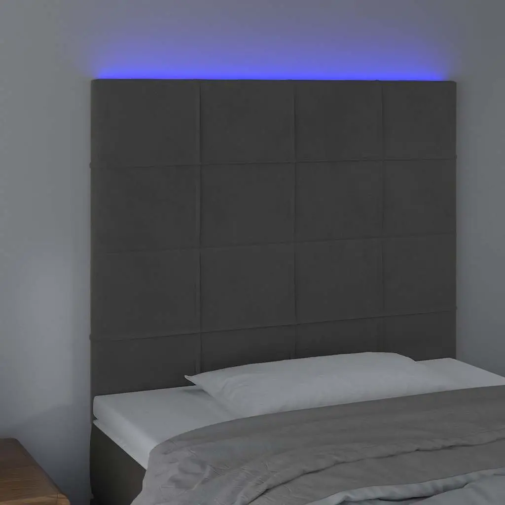 100cm Grey Velvet LED Headboard