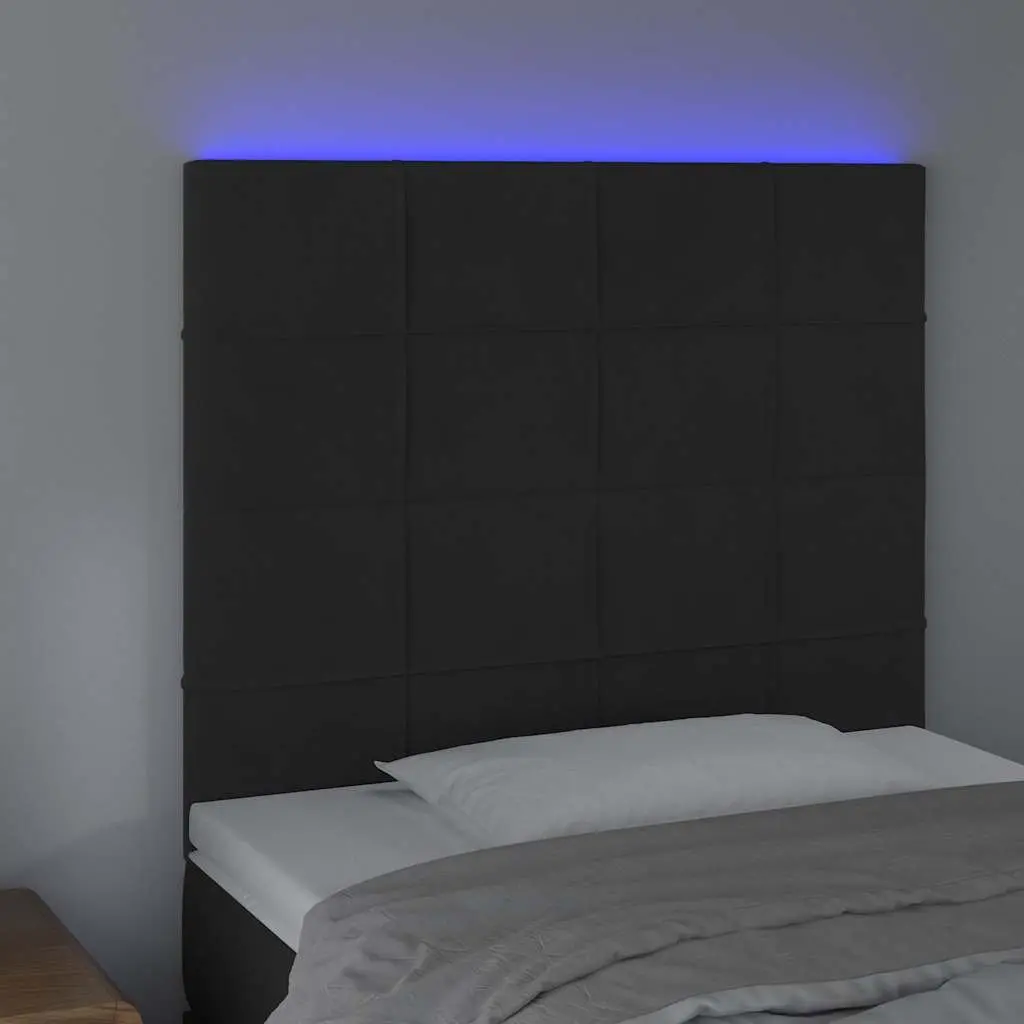 LED Headboard for Bedroom 100cm Black Velvet Adjustable Height