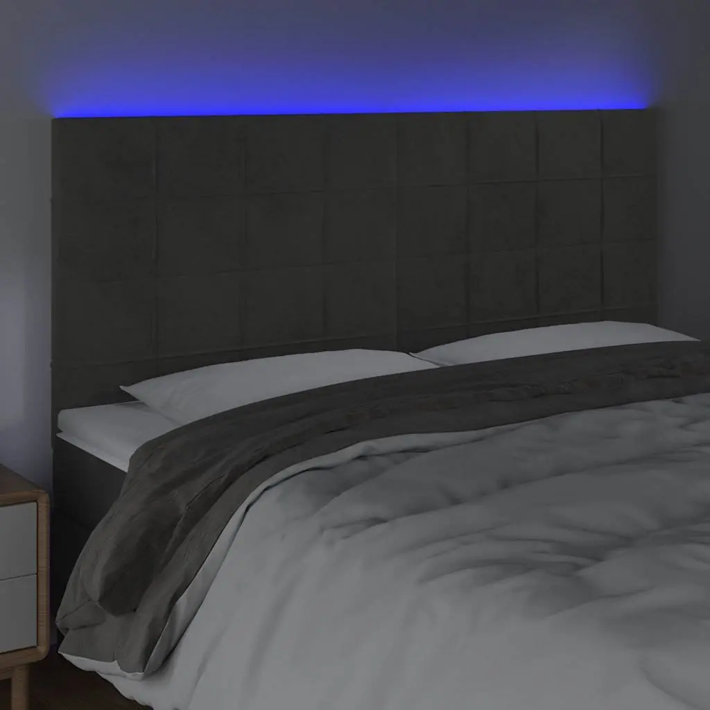 LED Headboard 160cm Grey Velvet Bed Backrest with Adjustable Colourful Lights