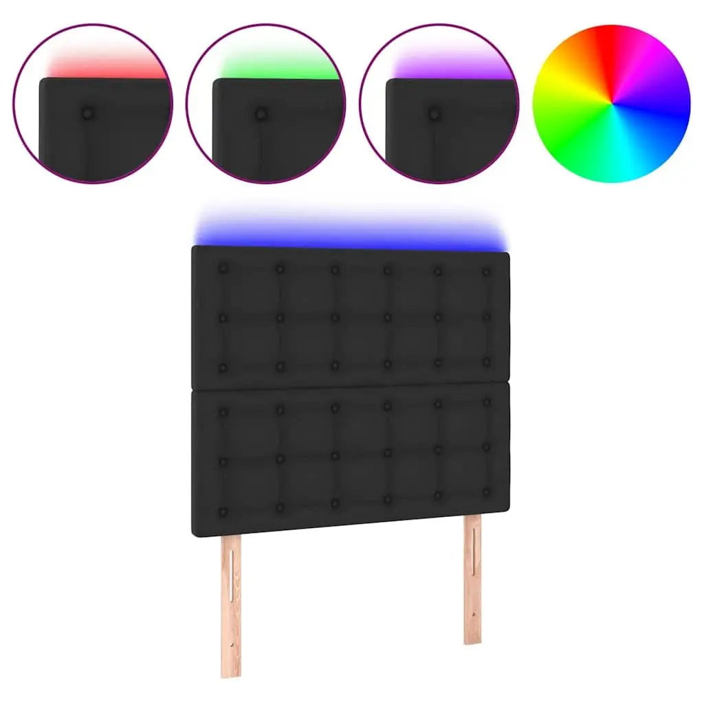 80 cm LED Headboard in Black Faux Leather