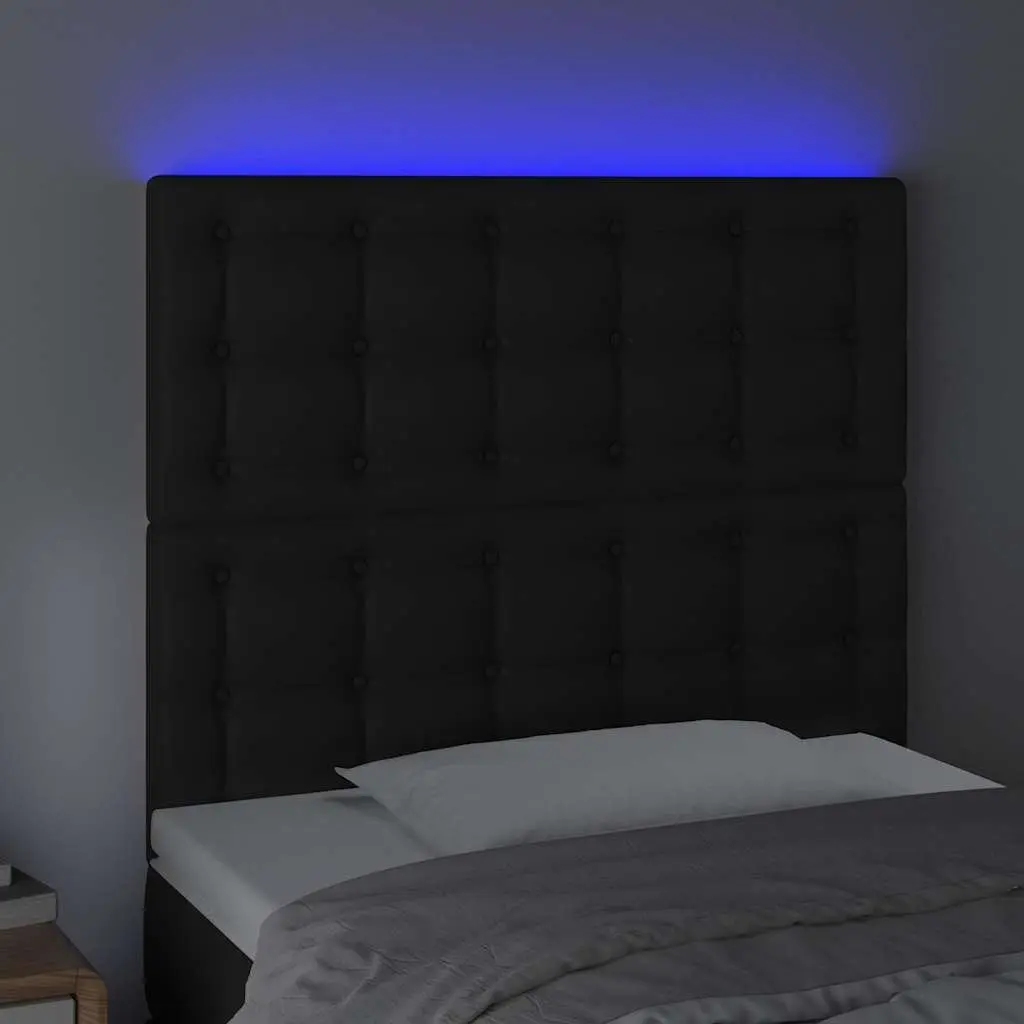80 cm LED Headboard in Black Faux Leather