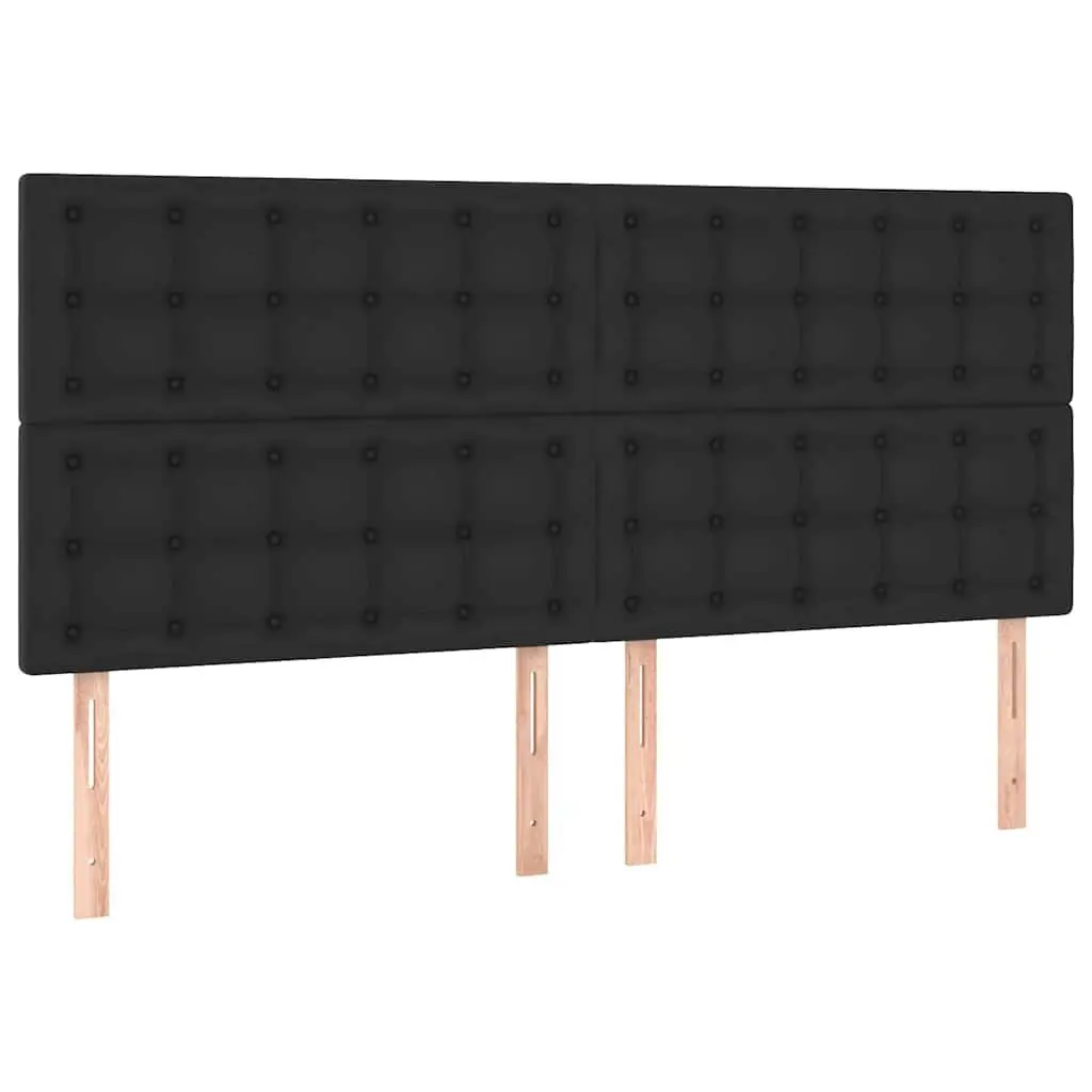 LED Headboard 200 cm Black Faux Leather Bed Back Panel Modern Bedroom Décor