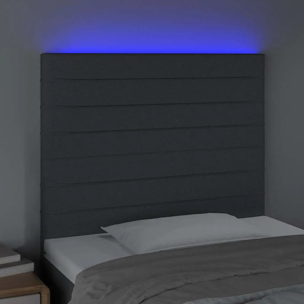 LED Headboard 80cm Dark Grey Fabric Bed Head Adjustable Height Colourful Lights
