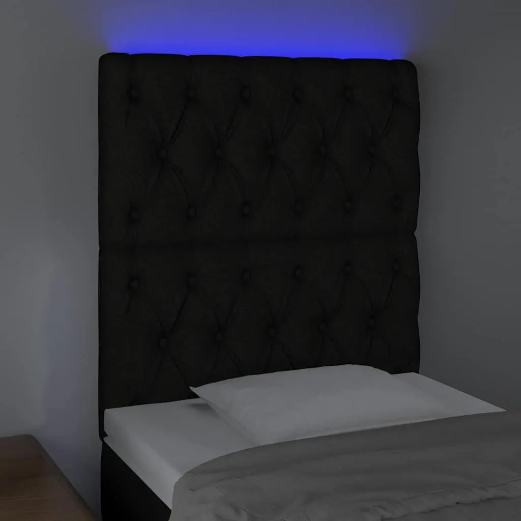 LED Headboard 80cm Black Fabric Bed Back Support Modern Bedroom Adjustable
