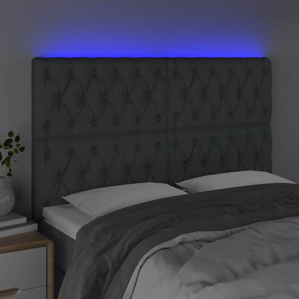 LED Headboard 144cm Dark Grey Fabric with USB Power
