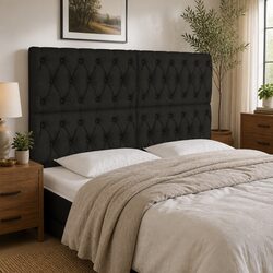 LED Headboard 144 cm Black Fabric Adjustable Height Bedroom Back Support