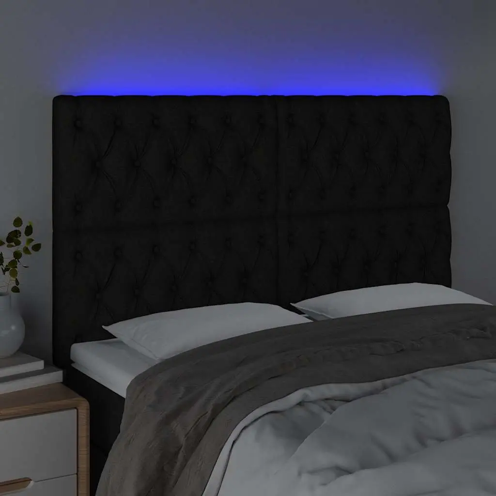 LED Headboard 160 cm Black Fabric Bedroom Adjustable Height Back Support