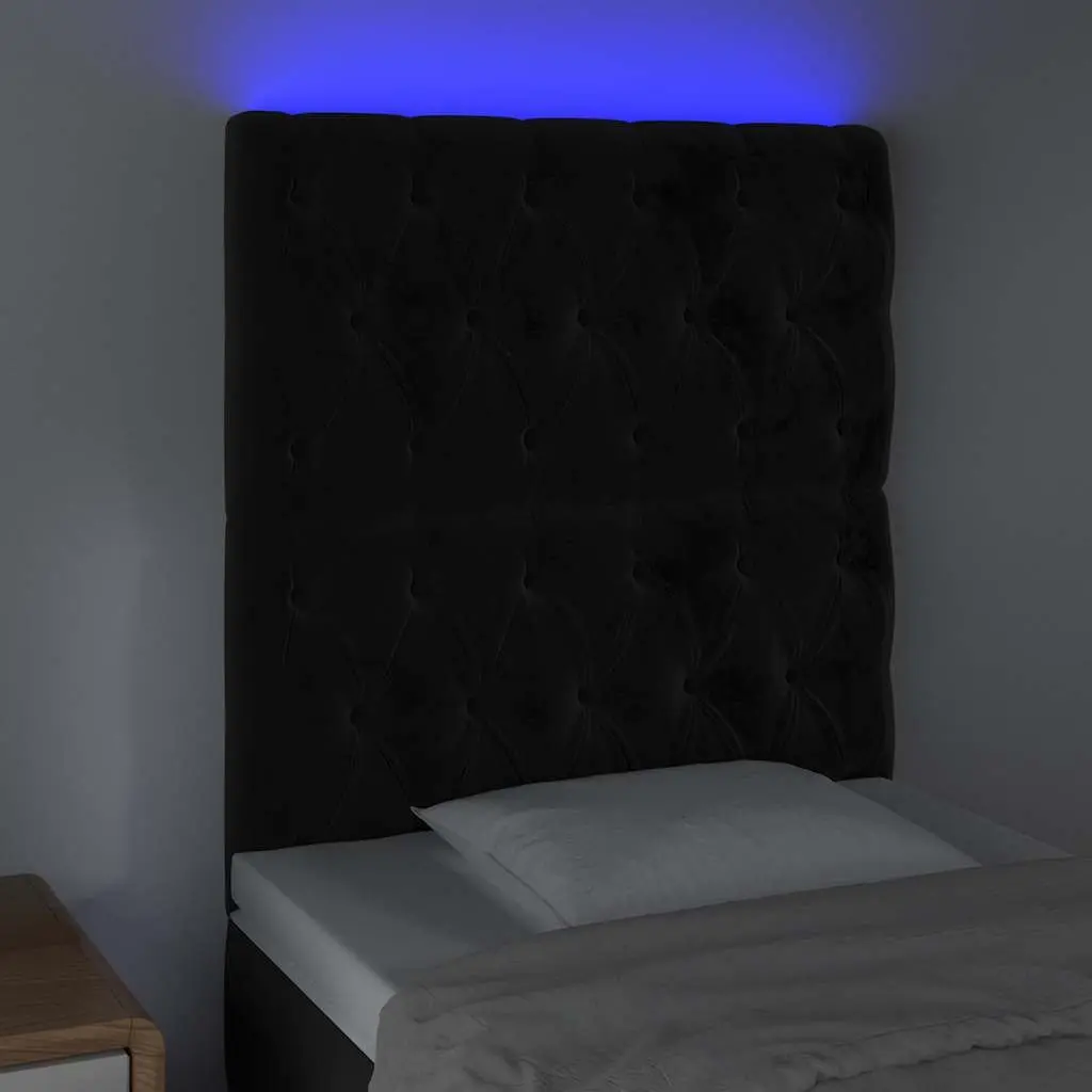 LED Headboard 80cm Black Velvet Bed Backrest Bedroom Furniture Modern Design