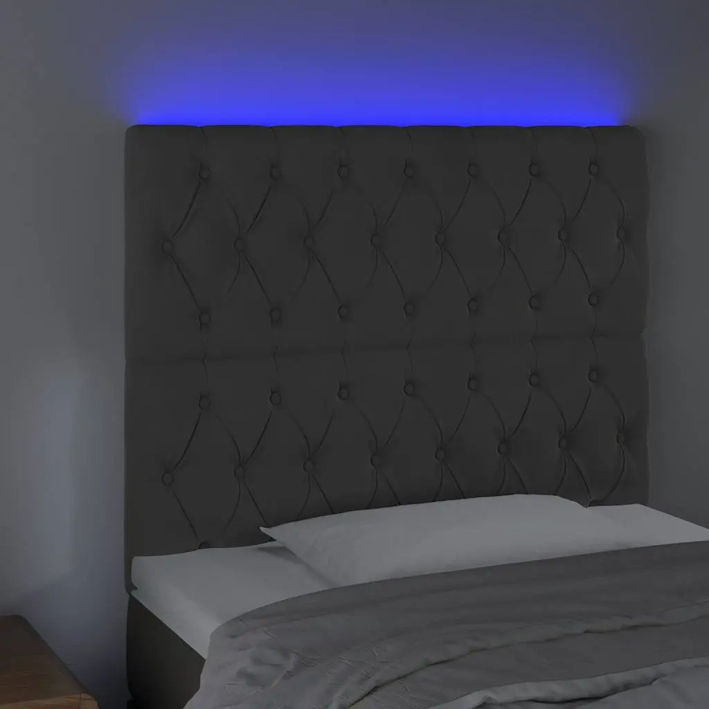 LED Headboard Bedroom 100cm Dark Grey Velvet Backrest Modern Furniture