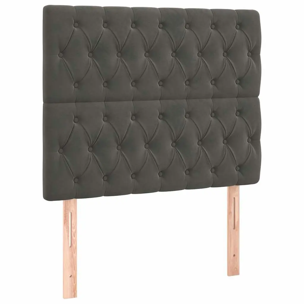 LED Headboard Bedroom 100cm Dark Grey Velvet Backrest Modern Furniture
