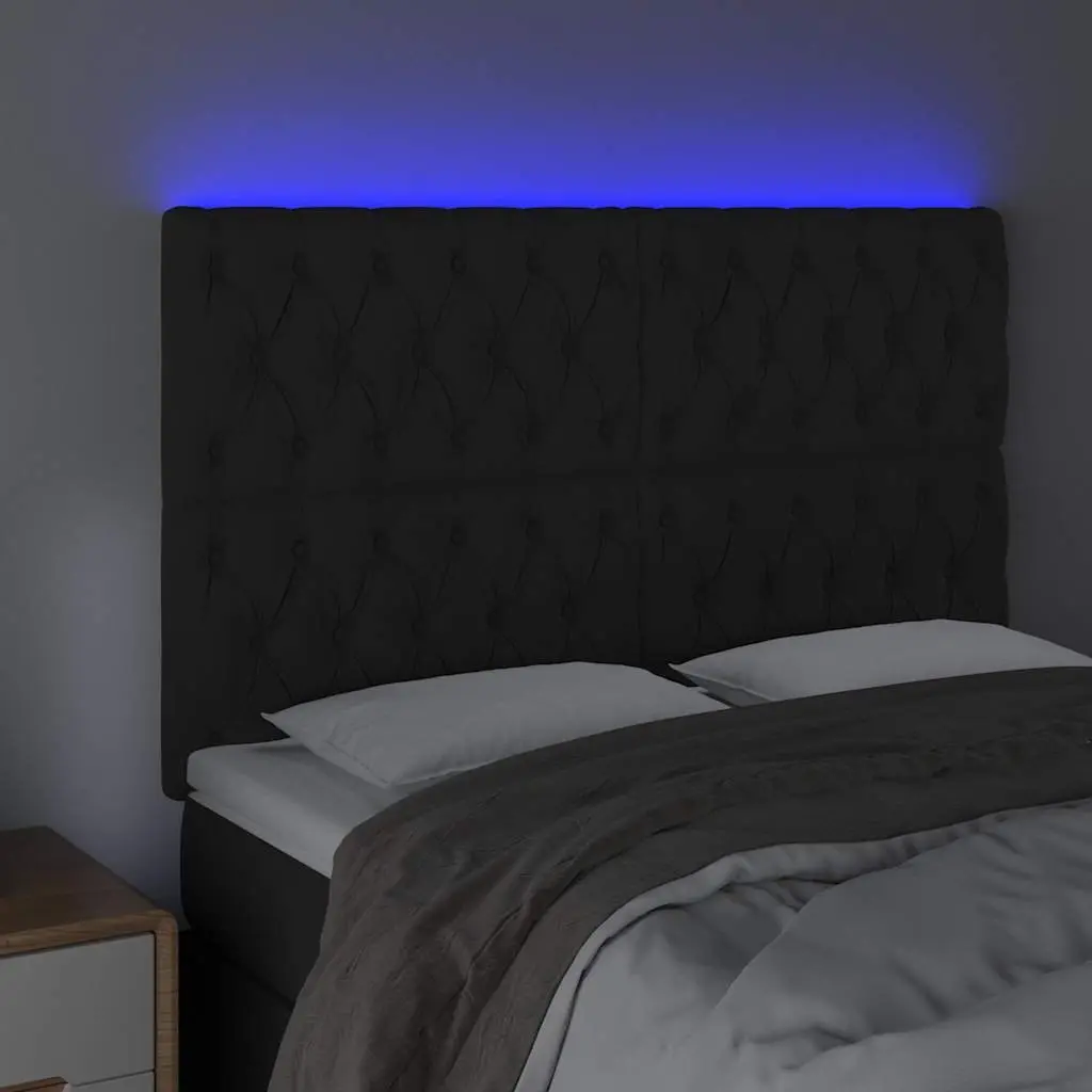 LED Headboard Black Velvet 160 cm Bedroom Furniture