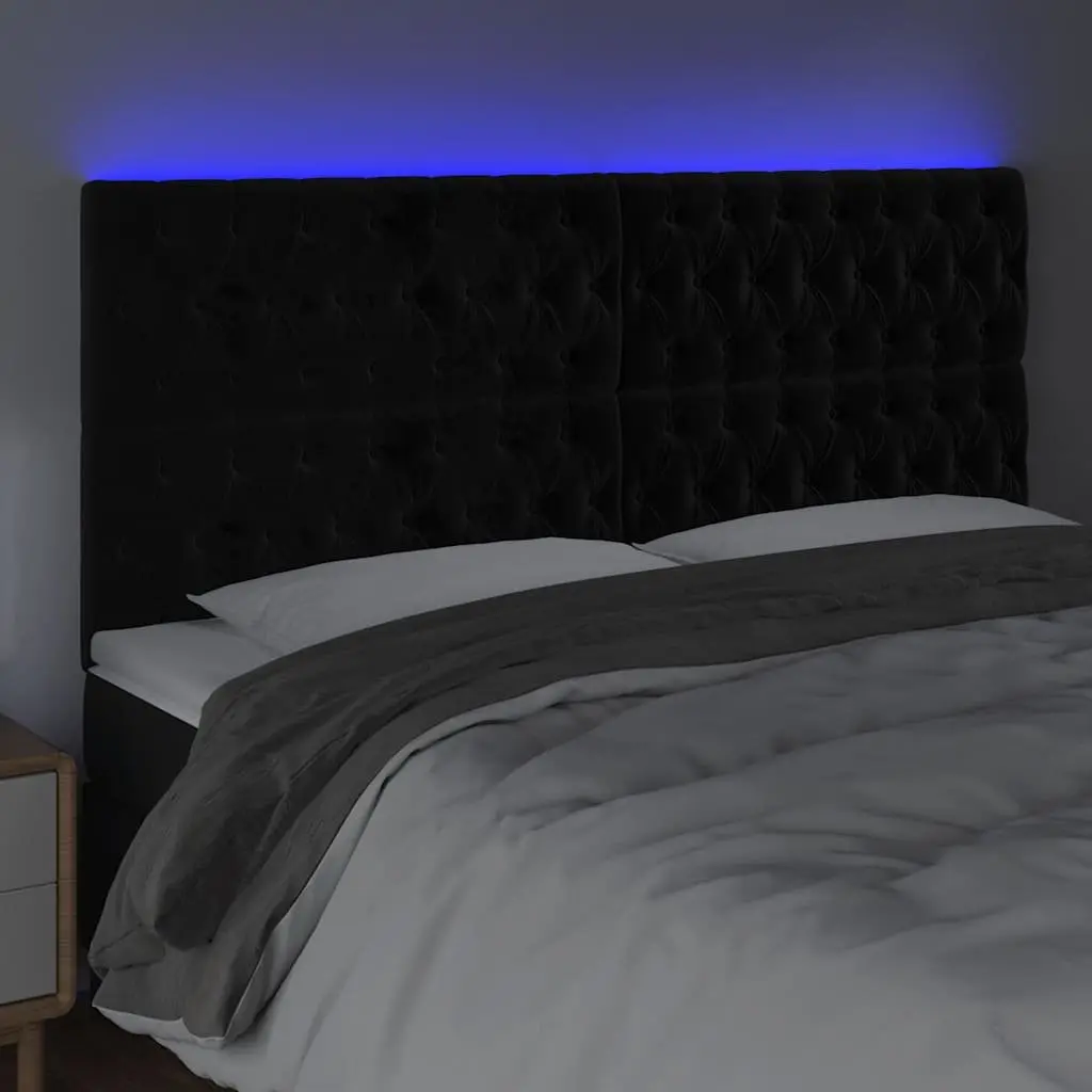 LED Headboard Bedroom 200cm Black Velvet Modern Furniture