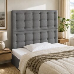 LED Headboard 80 cm Grey Fabric Adjustable Height Bedroom Bed Back Support