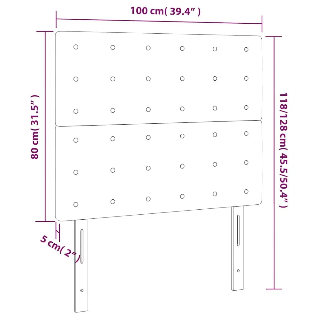LED Headboard 100cm Grey Fabric Modern Bedroom Back Support Adjustable Height